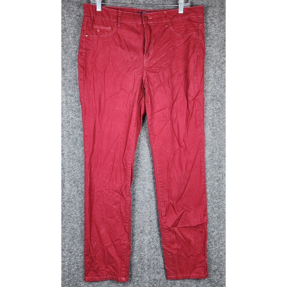 Gloria Vanderbilt Amanda Jeans Womens 14 Red Classic Tapered High Rise Stretch